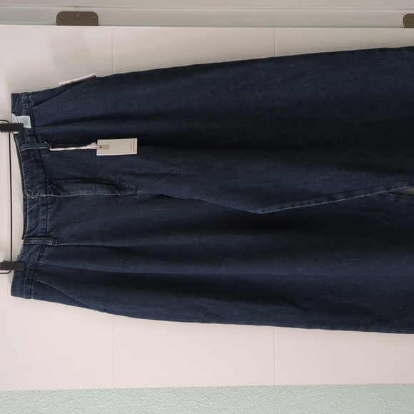 Good American Good 90s Pleated Trousers Indigo Blue Wide Leg  Women's Jeans 10 - Picture 7 of 13